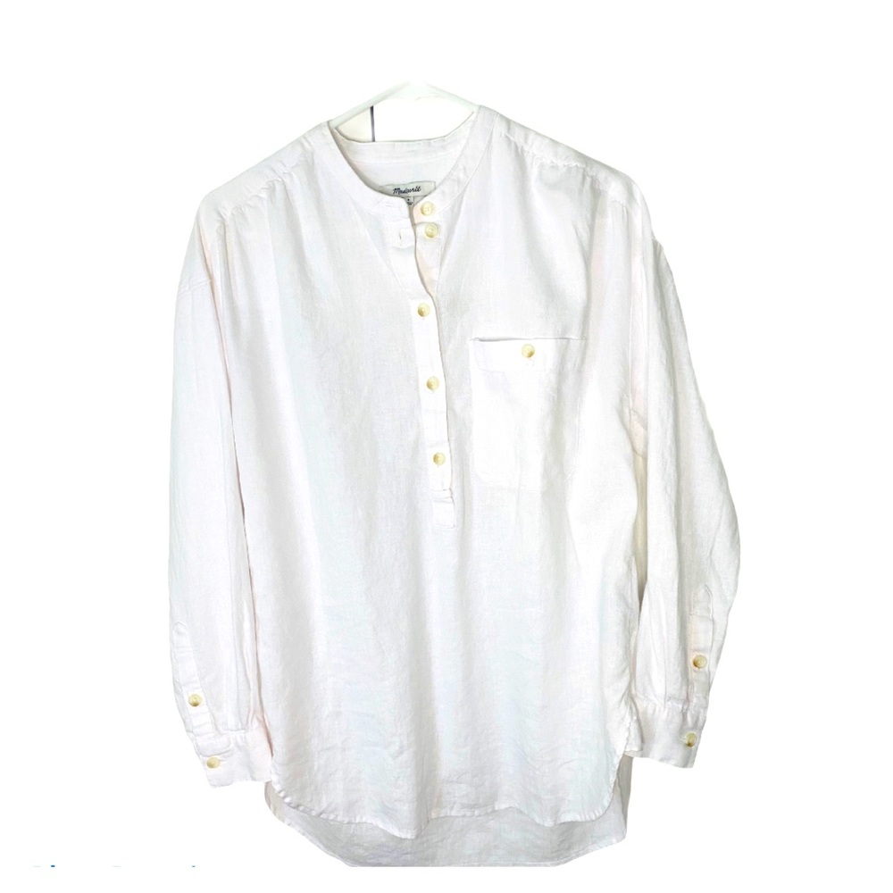 Madewell Novella Popover Tunic Linen-Blend Top S